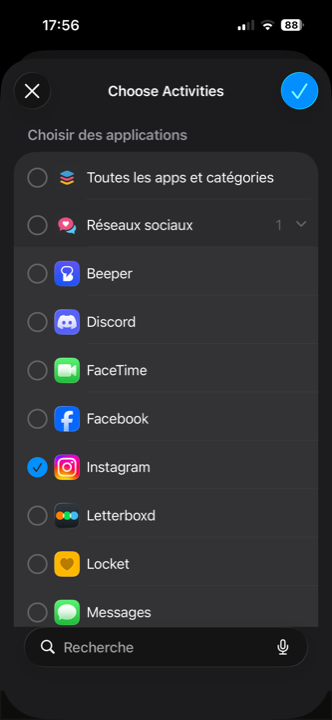 Le choix des applications